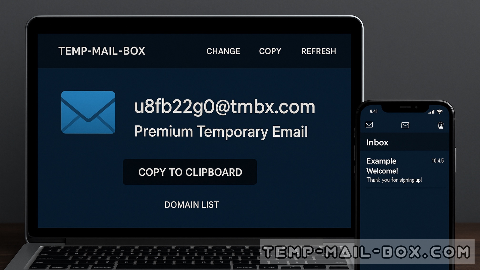 Premium Temporary Email with tmbx.com from Temp-Mail-Box.com